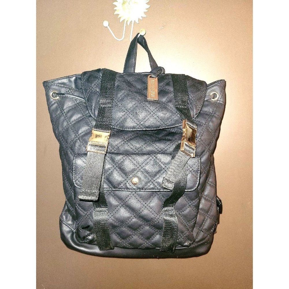 Massini Black Quilted Backpack Faux Leather Black Purse Bag Backpack